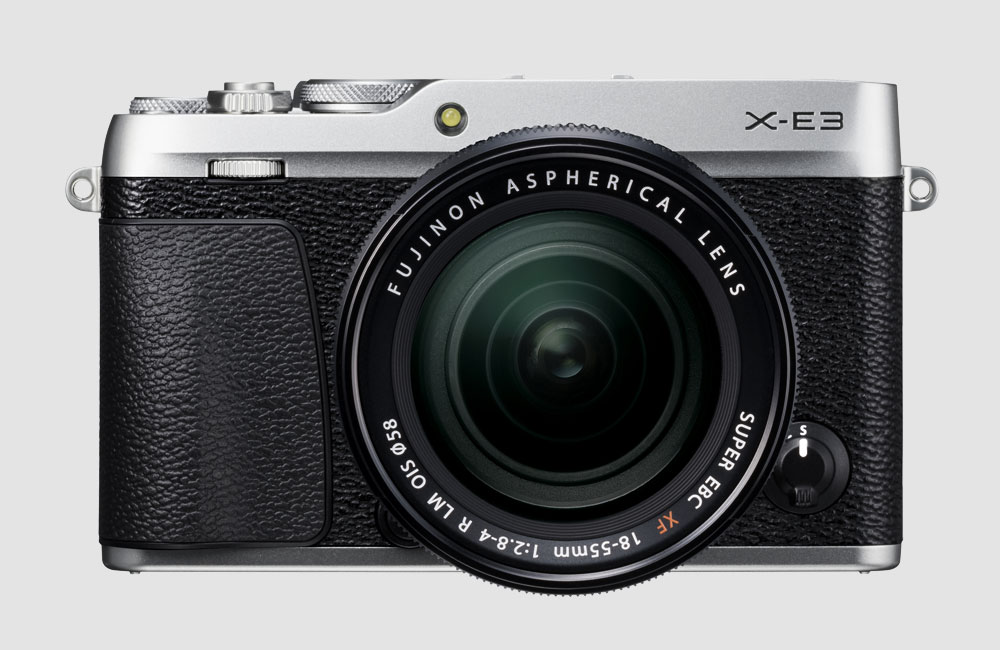 Fujifilm-X-E3-Spiegellose-Kompakt-Kamera-Retro-Design-Bluetooth-Touchscreen-Silber-Front